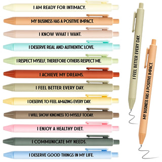 Funrous 48 Pcs Positive Affirmation Pens Bulk Retractable Motivational Ballpoint Pens Inspirational Gift for Staff Teacher Coworker Student Employee Appreciation School Office Home(Color 1)