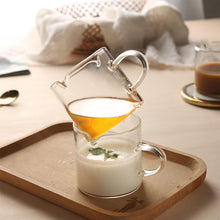 Qipecedm Espresso Cups Set of 2, 4 OZ Double Spouts Cups, Shot Glasses, Milk Cup with Handle, Clear Glass, Espresso Accessories for Machine, Small