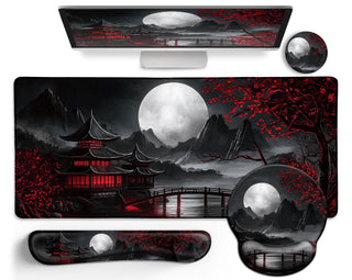 LIMKRIAN Desk Mat Set, Large Gaming Mouse Pad with Wrist Rest, Ergonomic Mouse Pad Keyboard Mat Wrist Support, Cup Coaster, Home Office Desk Accessories Decor Supplies, Funny Black Cat