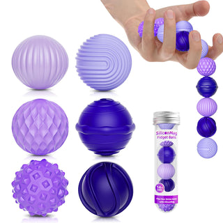 Silicone Magnetic Balls, Fidget Toys, 6-Pack Stress Relief Toys for Adults, Teens, Sensory Toy for Fingers Hands, Quiet Office Desk Toys with Textures, Magnet Fidget Fun Gift