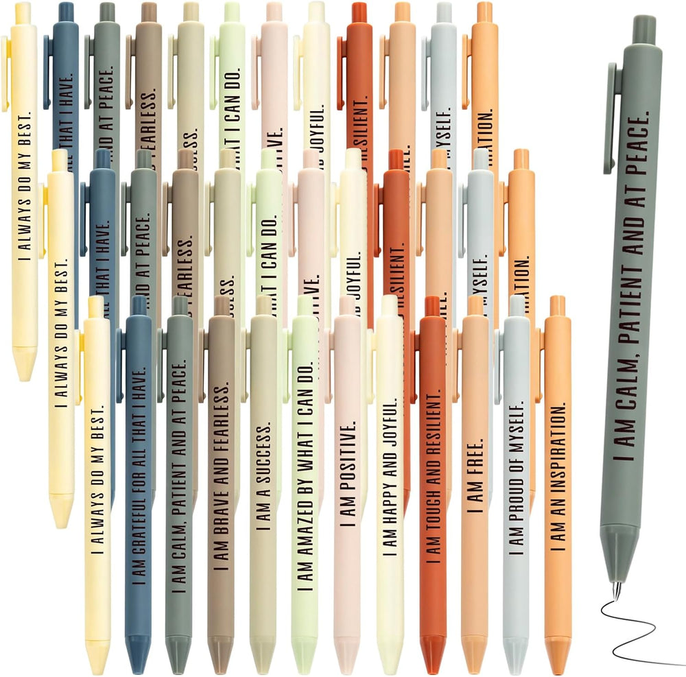 Funrous 48 Pcs Positive Affirmation Pens Bulk Retractable Motivational Ballpoint Pens Inspirational Gift for Staff Teacher Coworker Student Employee Appreciation School Office Home(Color 1)