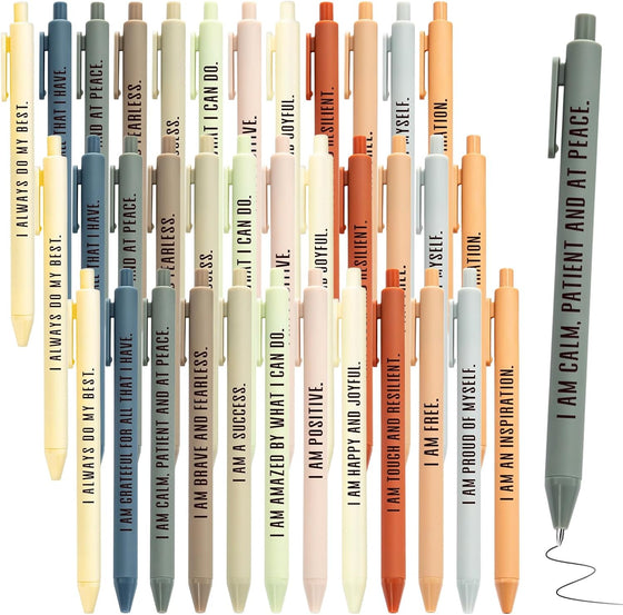 Funrous 48 Pcs Positive Affirmation Pens Bulk Retractable Motivational Ballpoint Pens Inspirational Gift for Staff Teacher Coworker Student Employee Appreciation School Office Home(Color 1)