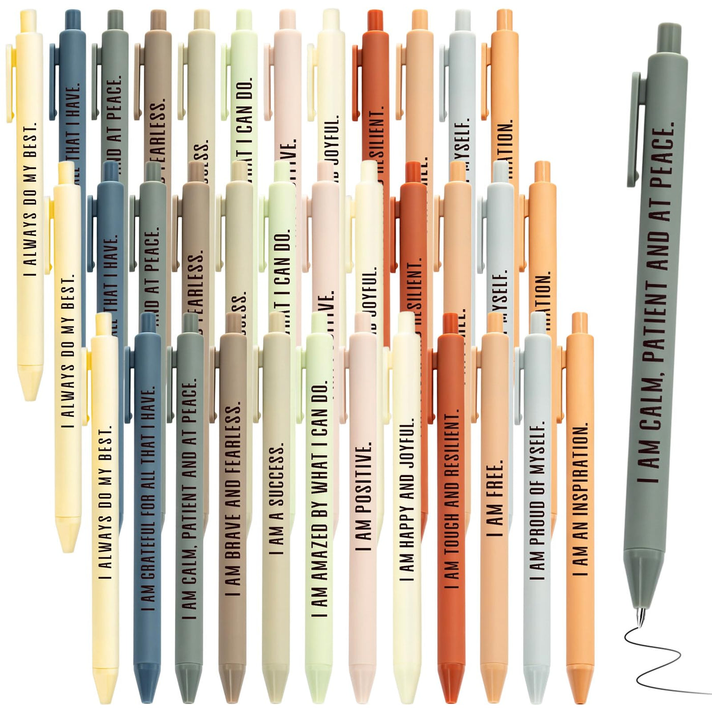Funrous 48 Pcs Positive Affirmation Pens Bulk Retractable Motivational Ballpoint Pens Inspirational Gift for Staff Teacher Coworker Student Employee Appreciation School Office Home(Color 1)