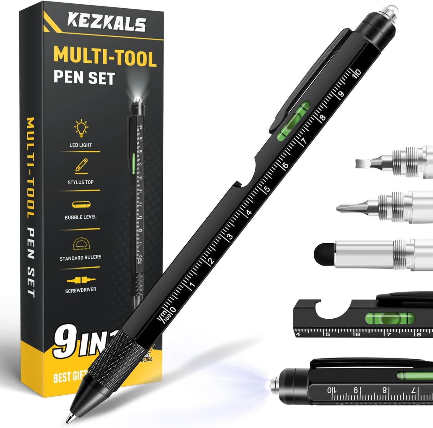 KEZKALS Fathers Day Mens Gifts for Husband Dad, 9 in 1 Multitool Pen Gifts for Men, Fathers Day Gift from Daughter Wife Son, Anniversary Birthday Gifts for Men, Dad Gifts for Grandpa Him, Gadgets Tool