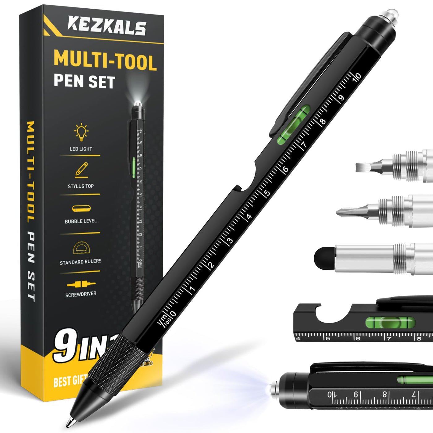 KEZKALS Fathers Day Mens Gifts for Husband Dad, 9 in 1 Multitool Pen Gifts for Men, Fathers Day Gift from Daughter Wife Son, Anniversary Birthday Gifts for Men, Dad Gifts for Grandpa Him, Gadgets Tool