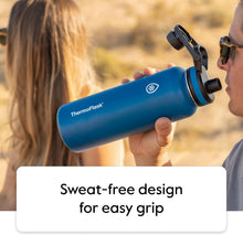 ThermoFlask Stainless Steel Water Bottles 2-Pack - Double-Wall Vacuum Insulated 24 oz BPA-Free Spout Lids - Keeps Drinks Cold 24 Hrs, Hot 12 Hrs - Leakproof, Dishwasher Safe, White/Coral