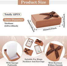 Craftdady 12 pcs Jewelry Gift Box Set Empty Packaging Cases with Bowknot Rectangle Cardboard Paper Jewelry Boxes with Lid for Necklaces Rings Earrings Pendants Displaying (BurlyWood)