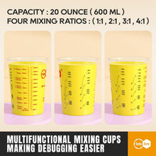20oz Resin Mixing Cups - [Easy-Separate Design] 50 Pack Graduated PP Plastic Mixing Cups for Epoxy Resin, Paint & Automotive - Includes 50 Stir Sticks, Calibrated Ratios 2:1 3:1 4:1, ML & OZ