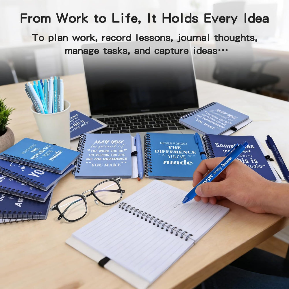 10 Sets/20 Pcs Employee Appreciation Gifts Bulk – Inspirational Notebooks with Motivational Pens, Small Notepads for Coworkers, Office Staff, Team, Volunteer, Nurse, Teachers, Housekeeping (Blue)