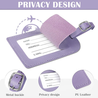 COSHAYSOO Purple Passport Cover Holder and Initial Luggage Tag Set TSA Approved with Personalized Monogram Chenille Letter Patch for Women Teen Girls, Cute Travel Bag Suitcase Identifier (A)