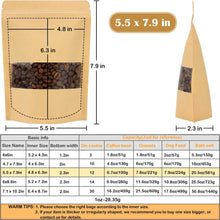 Blisstime 50 Pack Kraft Paper Stand Up Pouch Bags, Resealable Bag with Transparent Window and Tear Notch for Multipurpose Storage (5.5 X 7.9 Inches)