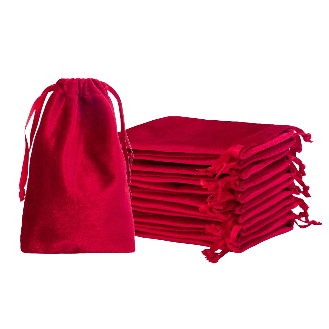 QIANF 12pcs Light Champagne Velvet Drawstring Bags 4x6 inches Glossy Small Velvet Cloth Gift Bags Jewelry Pouches for Storage Wedding Party Favor Christmas