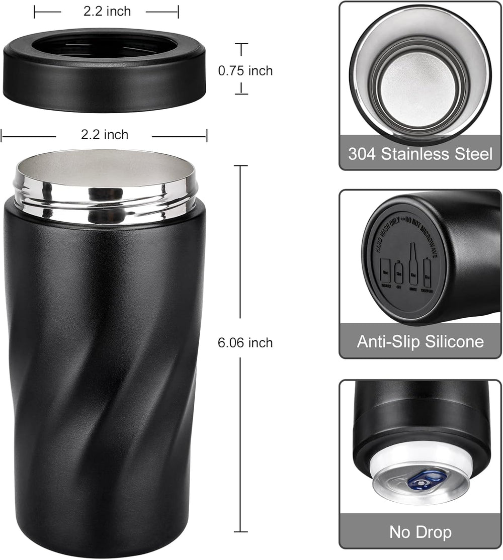 Insulated Stainless Steel 24 oz Tumbler with Freezable Drink Can Cooler for all 12 oz Slim Can,Regular Can,Beer Bottle & All Drinks (Frosted Black)