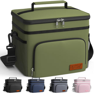 HOTOR Insulated Lunch Box for Men & Women - Leak-Proof Cooler Lunch Bag with 4 Pockets, Adjustable Strap, Ideal for Work, Picnic, Travel - Medium, Black, 10.2"×6.9"×8.5"