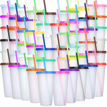 Honeydak 15 Pack Tumbler with Straw and Lid Bulk Cups for Gifts Water Bottle Iced Coffee Travel Mug Cup Reusable Plastic Tumblers for Party Birthdays 24-27 oz (Solid Color)