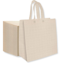 Bagways 30 PACK Reusable Grocery Bags with Handles, Durable, Foldable, Washable Eco-Friendly Shopping Totes, 14x6.5x14 Inch, Beige/Green Eco Doodles Design
