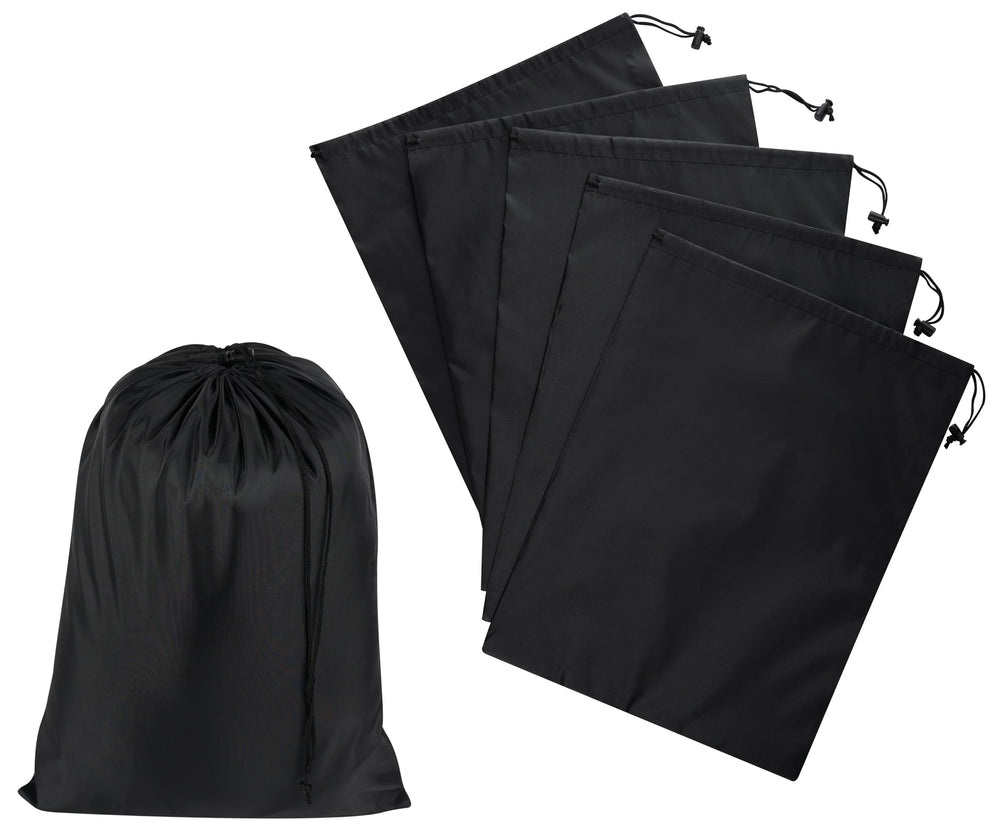 PALTERWEAR Drawstring Bag with Toggle - Nylon Cinch and Ditty Pouch - Six Pack (Black, 6 x 8 Inch, Set of 6)