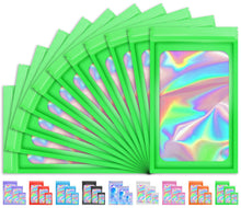 100 PCS Holographic Bags, Smell Proof Bag, Resealable Gift Bags, Clear Bags for Food Storage, Party Favor Bag, Mylar Sample Bag for Jewelry, Lipgloss, Eyelash | Pink, 2.4x3.9 Inch