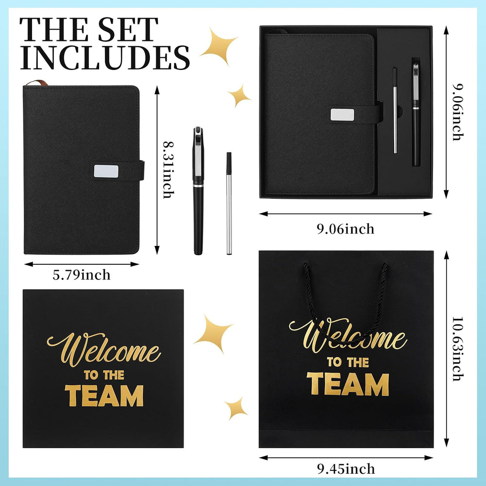 Sayglossy New Employee Welcome to The Team Gift Sets Notebook and Pen Welcome to The Team Box Employee Appreciation Gift Sets for New Office Worker(Black)