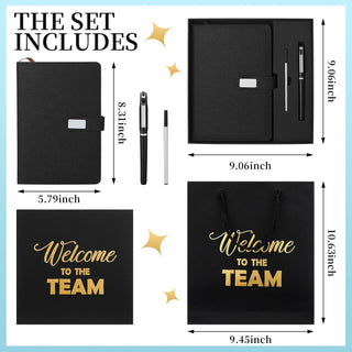 Sayglossy New Employee Welcome to The Team Gift Sets Notebook and Pen Welcome to The Team Box Employee Appreciation Gift Sets for New Office Worker(Black)