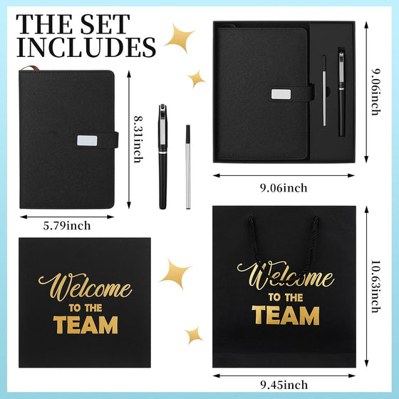 Sayglossy New Employee Welcome to The Team Gift Sets Notebook and Pen Welcome to The Team Box Employee Appreciation Gift Sets for New Office Worker(Black) - hover image