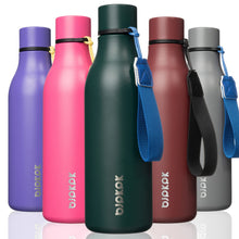 BJPKPK Insulated Water Bottles, 18 oz Stainless Steel Metal Water Bottle with Strap, BPA Free Leak Proof Jugs, Mugs, Flasks, Reusable Thermal Flasks for Sports & Travel, Orange
