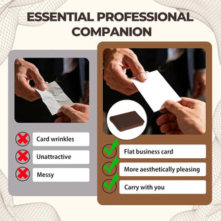 Business Card Holder, Slim Brown PU Leather Card Case for Men & Women with Magnetic Shut, Portable Pocket or Purse Wallet Holds Credit ID Cards, Gift Idea