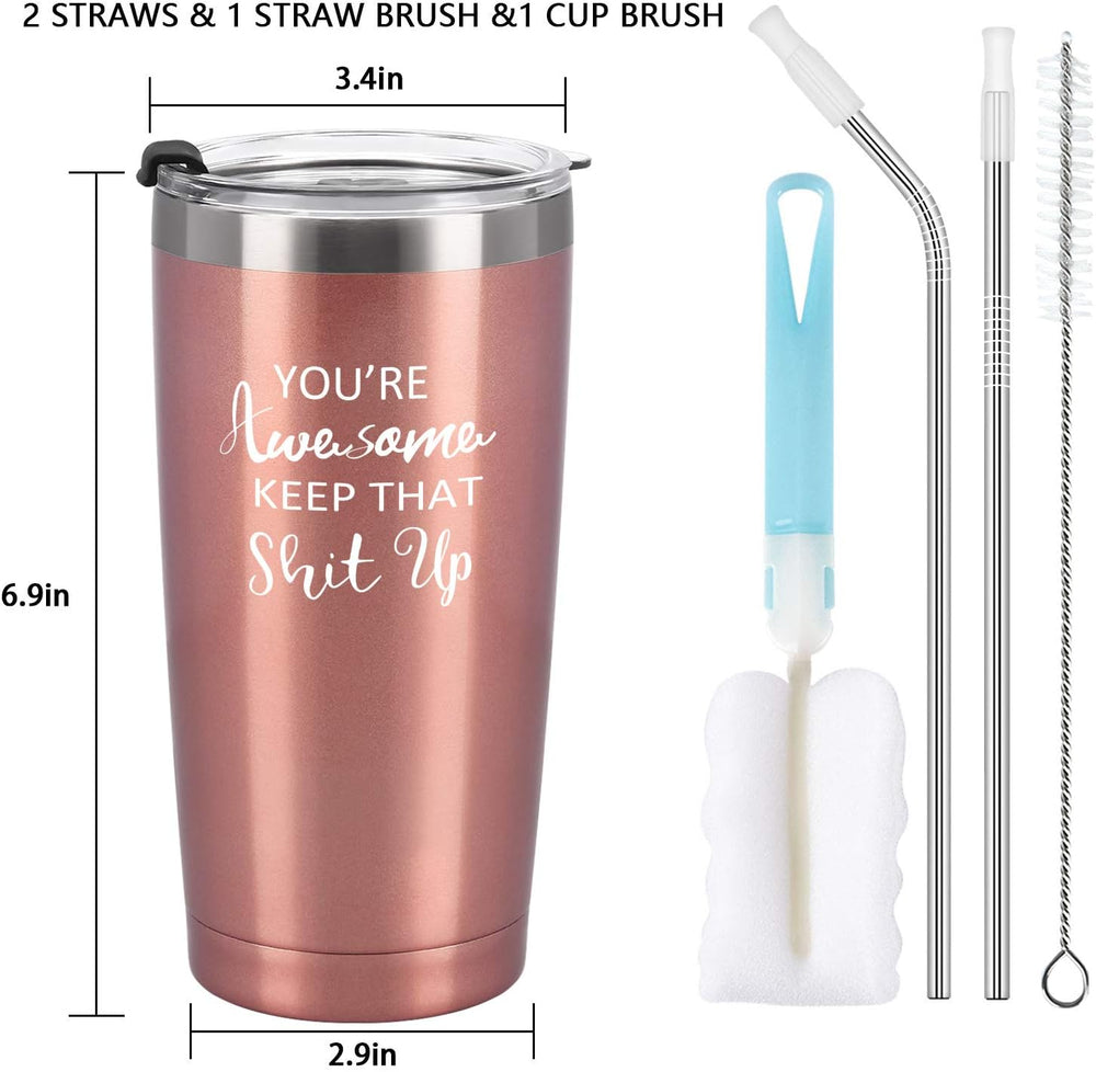 Lifecapido Travel Tumbler Cupcake Wine Socks Set, Thank You Gifts for Women Her Girlfriend Lover Female Friends, You're Awesome 20 Oz Stainless Steel Tumbler with 2 Lids, Socks, Opener, Wine Stopper