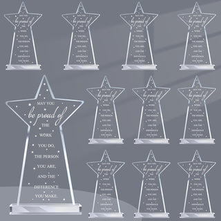 Bucherry 10 Pcs Employee Appreciation Awards for Coworker Acrylic Thank You Trophy May You Be Proud of The Work You Do Sign Prizes Retirement Goodbye Farewell Gift for Women Men(Stylish)