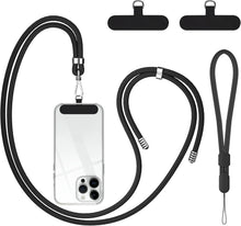 takyu Phone Lanyard, 2 Pack Adjustable Cell Phone Lanyard Crossbody Neck Strap & 2 Pack Phone Wrist Strap with 2 Pcs Tether Tabs Compatible for iPhone Android Smartphones-Black Grey