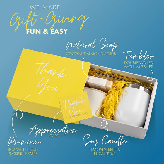 Boxzie Thank You Gifts for Women, Appreciation Gift Box Set, Gratitude Candle Basket - Thoughtful Boxes for Employee, Boss, Coworker, Hostess, Secretary, Teacher, Female Friend - hover image