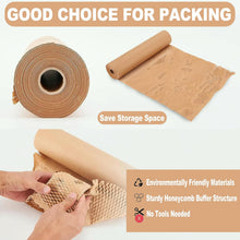 Honeycomb Packing Paper 12" x 230' (70m) with Fragile Stickers, Plastic-Free Recyclable Kraft Cushioning Wrap, Bubble Wrap Alternative for Shipping Moving and Fragile Item Packaging