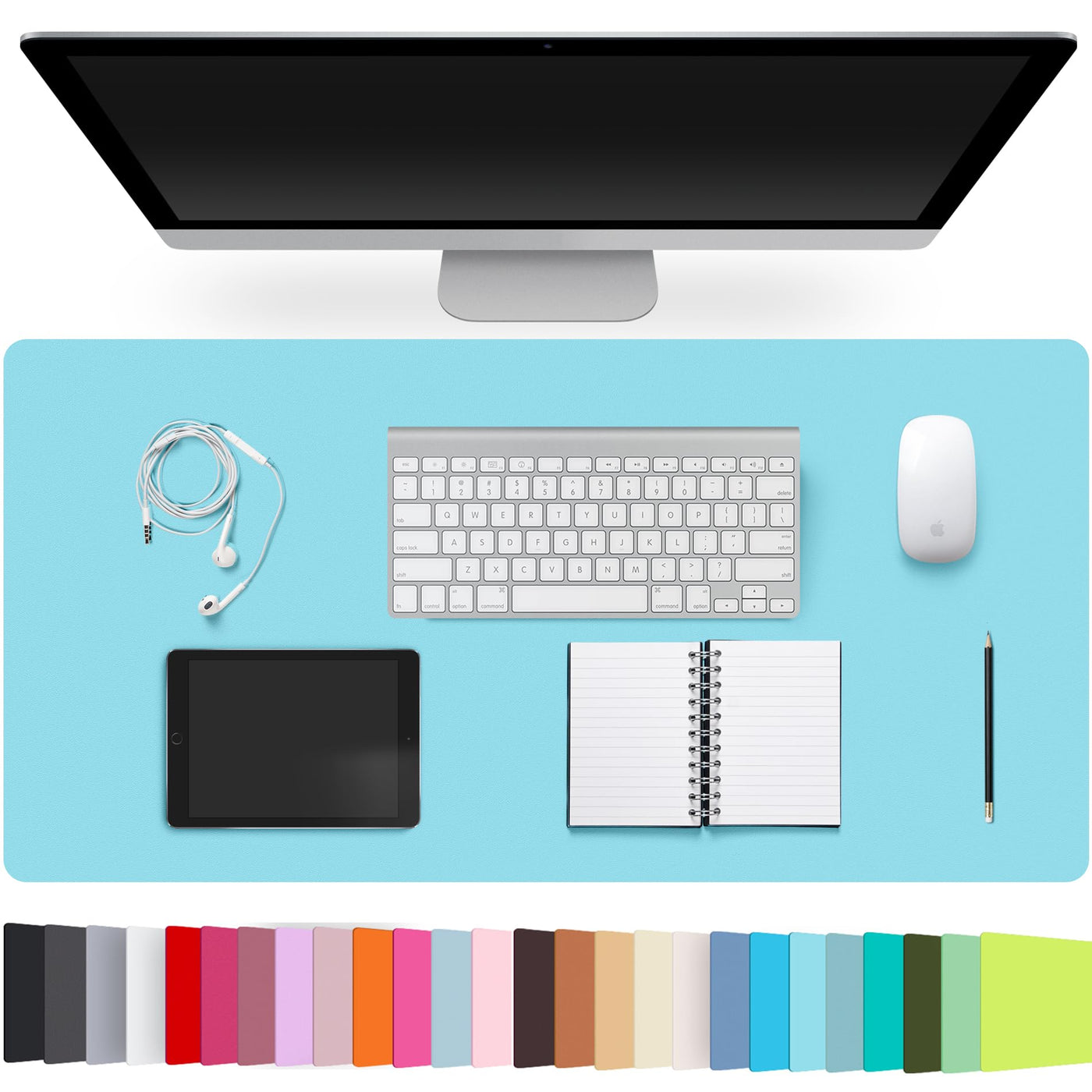 Leather Desk Pad Protector,Non-Slip Desk Pad,on-Slip PU Leather Large Mouse Pad,Easy Clean Desk Protecor Mat,Writing Pad for Office Work/Home/Decor(Black, 23.6" x 13.7")
