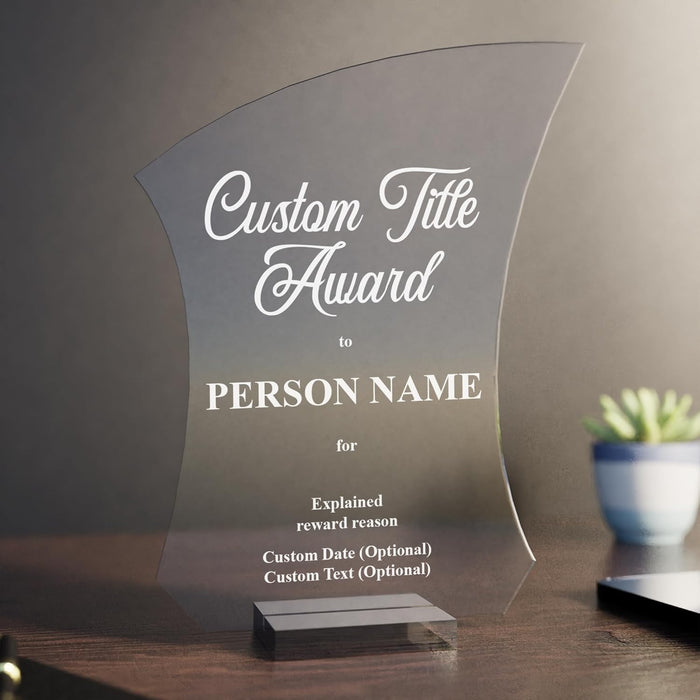 EGD Personalized Acrylic Trophy Award for Activities I Custom Trophy Plaque I Customizable Awards and Trophies I Customize Your Employee Appreciation Gifts (Award No Logo)