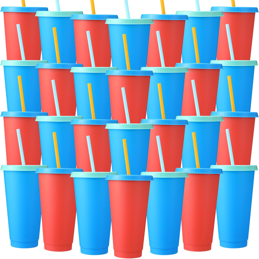 Honeydak 15 Pack Tumbler with Straw and Lid Bulk Cups for Gifts Water Bottle Iced Coffee Travel Mug Cup Reusable Plastic Tumblers for Party Birthdays 24-27 oz (Solid Color)