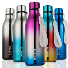 BJPKPK Insulated Water Bottles, 18 oz Stainless Steel Metal Water Bottle with Strap, BPA Free Leak Proof Jugs, Mugs, Flasks, Reusable Thermal Flasks for Sports & Travel, Orange