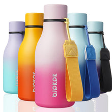 BJPKPK Insulated Water Bottles, 18 oz Stainless Steel Metal Water Bottle with Strap, BPA Free Leak Proof Jugs, Mugs, Flasks, Reusable Thermal Flasks for Sports & Travel, Orange