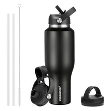 HYDROWION 32oz Stainless Steel Water Bottle(Cold for 48 Hrs, Hot for 24 Hrs), Double Wall Vacuum Insulated Water Flask with Straw Lid, Spout Lid and Flex Cap, Fit in Any Car Cup Holder, Cobalt