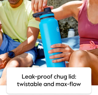 ThermoFlask 40 oz Double Wall Vacuum Insulated Stainless Steel Water Bottle - Reusable with Leakproof Chug & Straw Lids - Keeps Drinks Cold 24 hr/Hot 12 hr - Easy Maintenance - Gym/On-the-Go, Cobalt