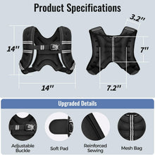 Zeerun Weighted Vest, 6lb/8lb/10lb/12lb/15lb/18lb/20lb/24lb/30lb for Men Women, Reflective Stripe Adjustable Buckle, Comfortable Durable Rucking Vest for Walking Running Strength Training
