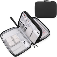 FYY Travel Cable Organizer Pouch Electronic Accessories Carry Case Portable Waterproof Double Layers All-in-One Storage Bag for Cord, Charger, Phone, Earphone Black