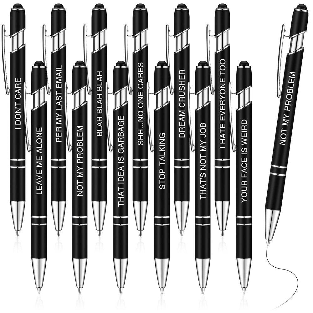 Zonon 12 Pcs Inspirational Pens Gift Set Funny Ballpoint Pen with Stylus Tip Motivational Graduation Gifts Bulk for Teacher Coworkers Nurse School Office Supplies(Morandi,Boss Lady)