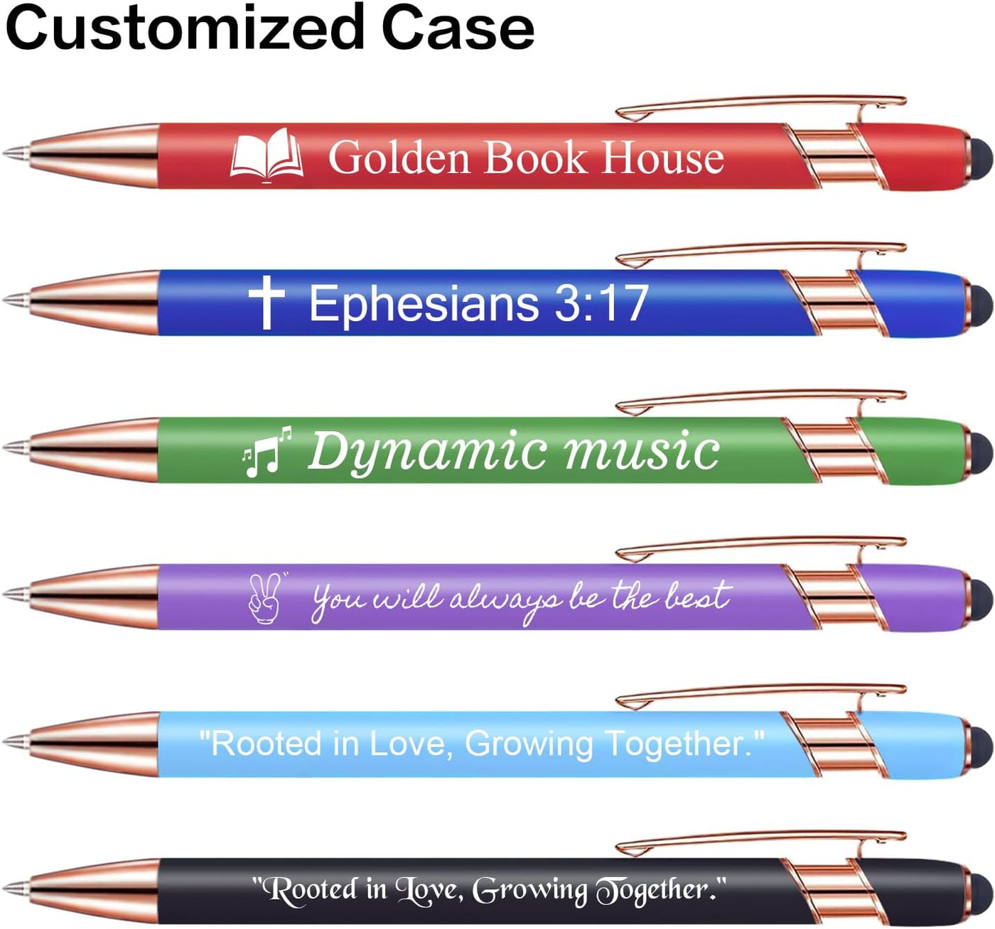 Touch-Sensitive Custom Pens with Logo/Text/Name Printing - Bulk Personalized Ballpoint Pens for Corporate Gifts, Graduation Party Favors (5-2000pcs)