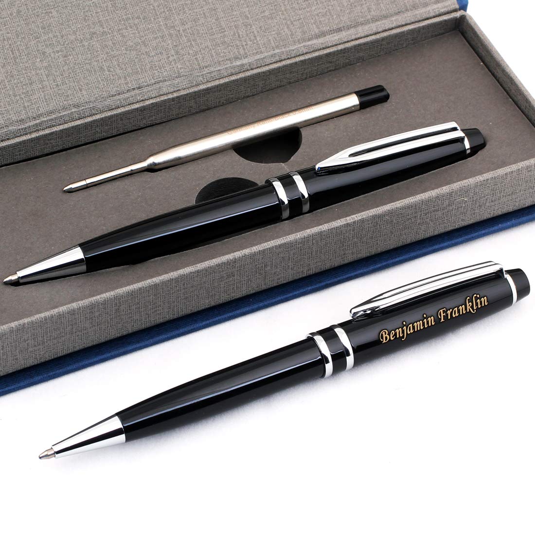 Custom Engraved Pen & Money Clip Wallet Gift Set – Personalized Ballpoint Pen with Refill, Luxury Gift Box for Men