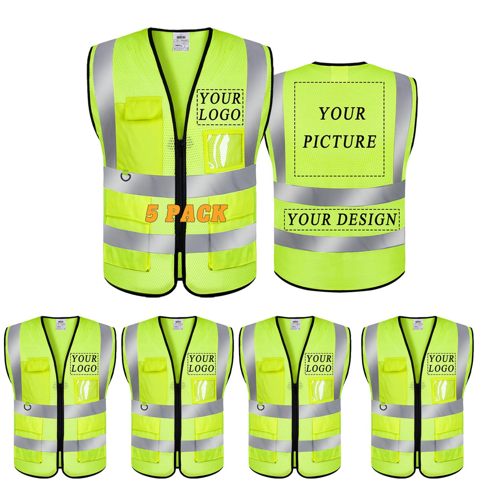 BeautyWill Custom Safety Vest Logo Class 2 High Visibility Reflevtive Vest Outdoor Protective Workwear