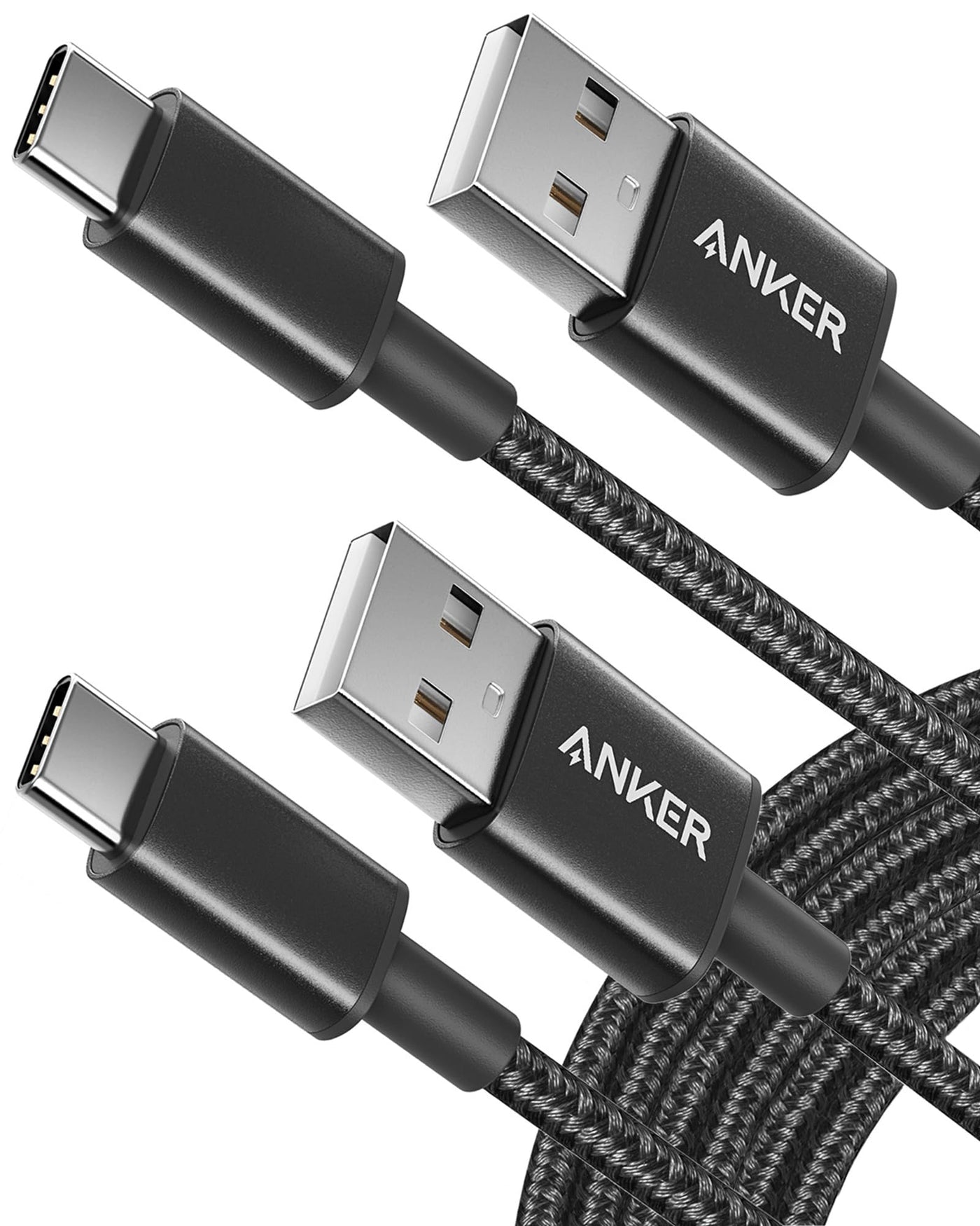 Anker Cable [2 Pack 6ft], USB A to USB C Cable for iPhone 17 Series,Samsung Galaxy S10 S10+, LG V30, Beats Fit Pro and More (Black).
