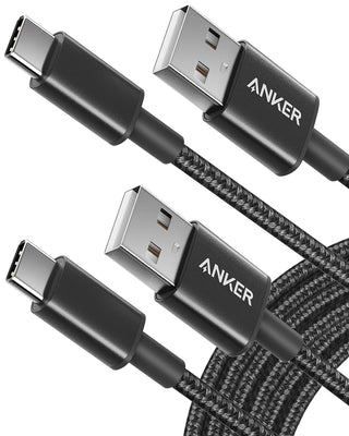Anker Cable [2 Pack 6ft], USB A to USB C Cable for iPhone 17 Series,Samsung Galaxy S10 S10+, LG V30, Beats Fit Pro and More (Black).