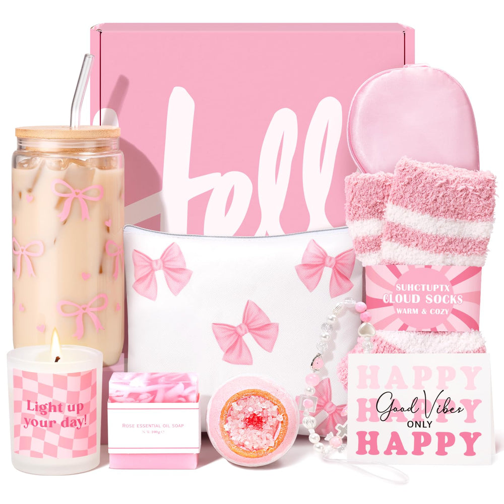 Gift Baskets for Women, 9pcs Unique Happy Birthday Gifts for Women, Thank You Basket Christmas Ideas Box w/Coffee Mug Her Mom Friend Teacher Coworker, Best Employee Appreciation Gifts
