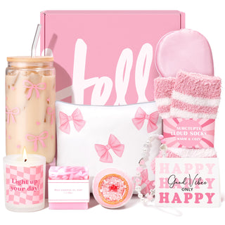 Gift Baskets for Women, 9pcs Unique Happy Birthday Gifts for Women, Thank You Basket Christmas Ideas Box w/Coffee Mug Her Mom Friend Teacher Coworker, Best Employee Appreciation Gifts