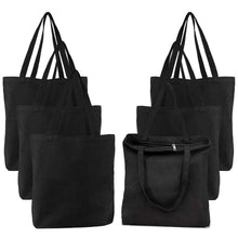 Segarty 6 Packs Canvas Tote Bag with Zipper, 16x13 inch Reusable Washable Grocery Shopping Bags with Handle Plain Canvas Totes for Women Teacher DIY Art Crafts Painting Embroidery Decoration